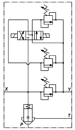 Условное графическое обозначение (гидросхема) гидроклапана МКПВ-16/3Ф10